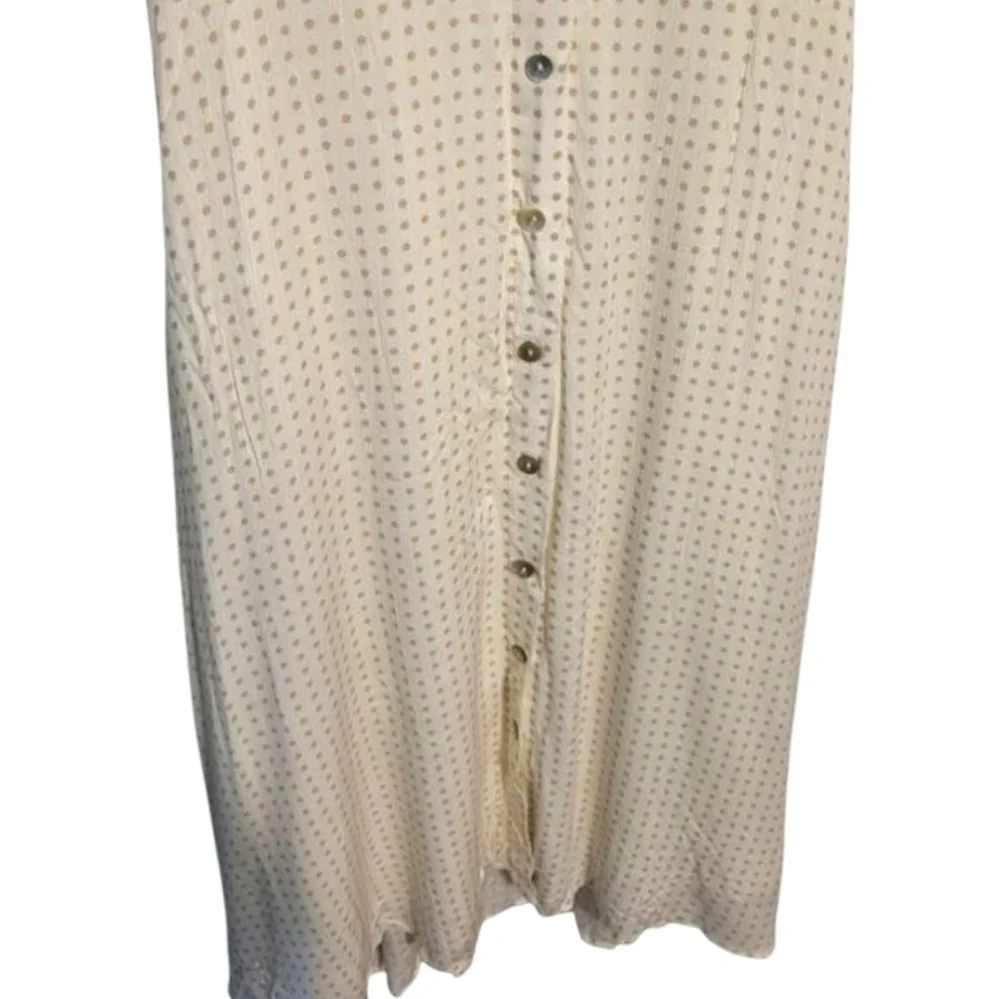 BÖHME Ivory/Cream Polka Dot Femme Midi Dress Ruffled V-neck Button Front NWT LG - Picture 5 of 15